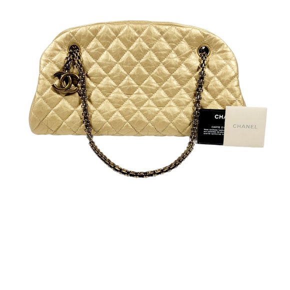 Chanel Gold Leather Just Mademoiselle Bowling Bag - Picture 2 of 11